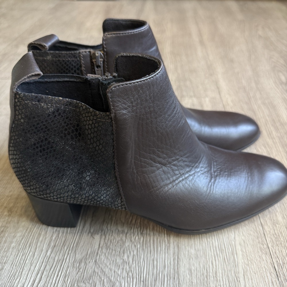 Munro‎ Alix Women's Pull-on Boots, Chocolate Leather/Snake Print 9M Comfort - Picture 3 of 11